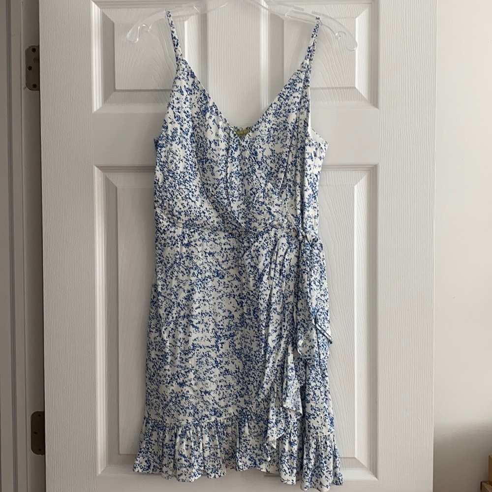 Blue and White Ditsy Print Dress
